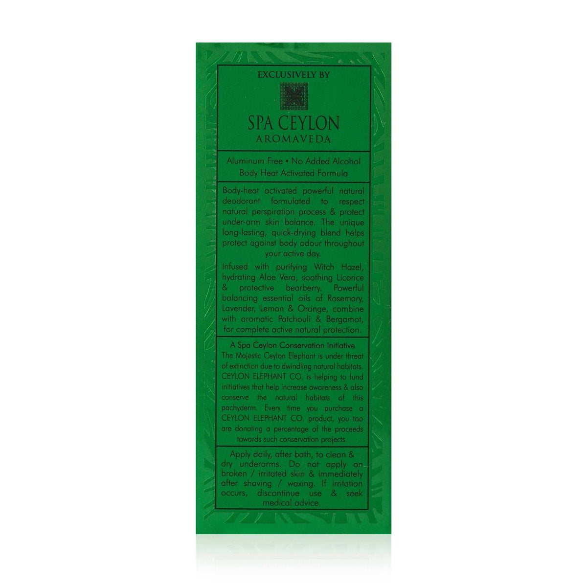 Forest Escape - Ceylon Elephant - Active Natural Deodorant For Men - 60ml - Spa Ceylon UK