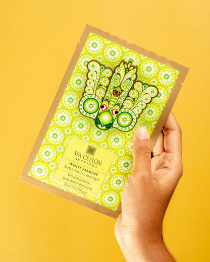 White Jasmine - Sheet Facial Masque - WonderHerbs Radiance Booster - Spa Ceylon UK